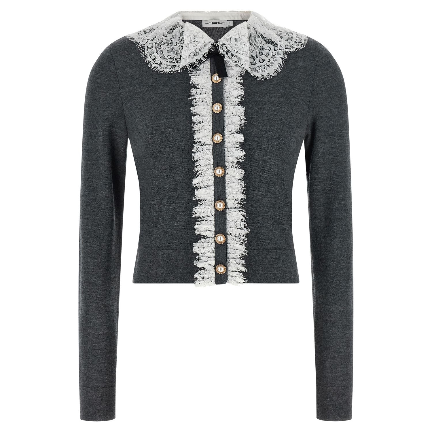 Self-Portrait Gray Wool Cardigan