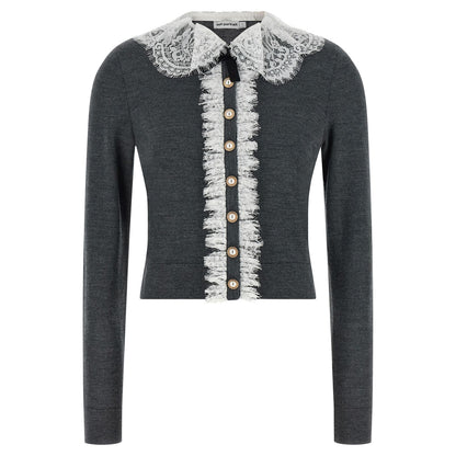 Self-Portrait Gray Wool Cardigan