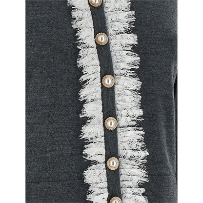Self-Portrait Gray Wool Cardigan