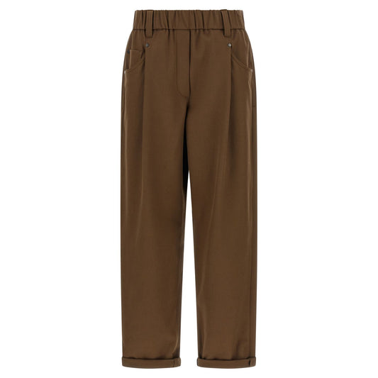 Brunello Cucinelli Brown Cotton Casual Pants