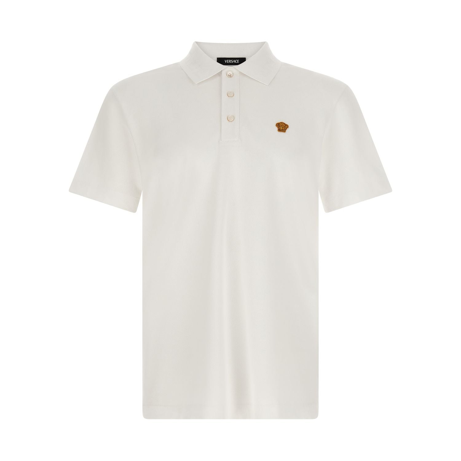 Versace White Cotton Polo Shirt