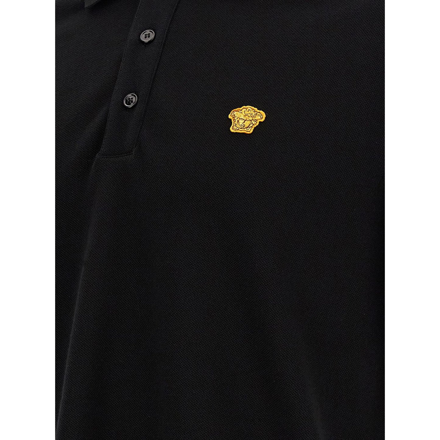 Versace Black Cotton Polo Shirt