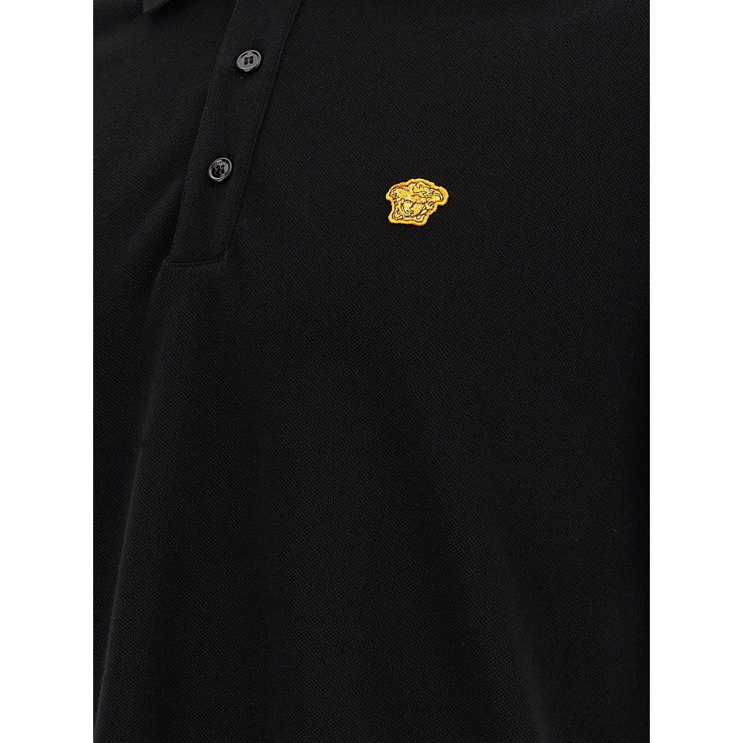 Versace Black Cotton Polo Shirt