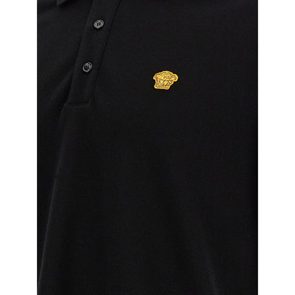 Versace Black Cotton Polo Shirt