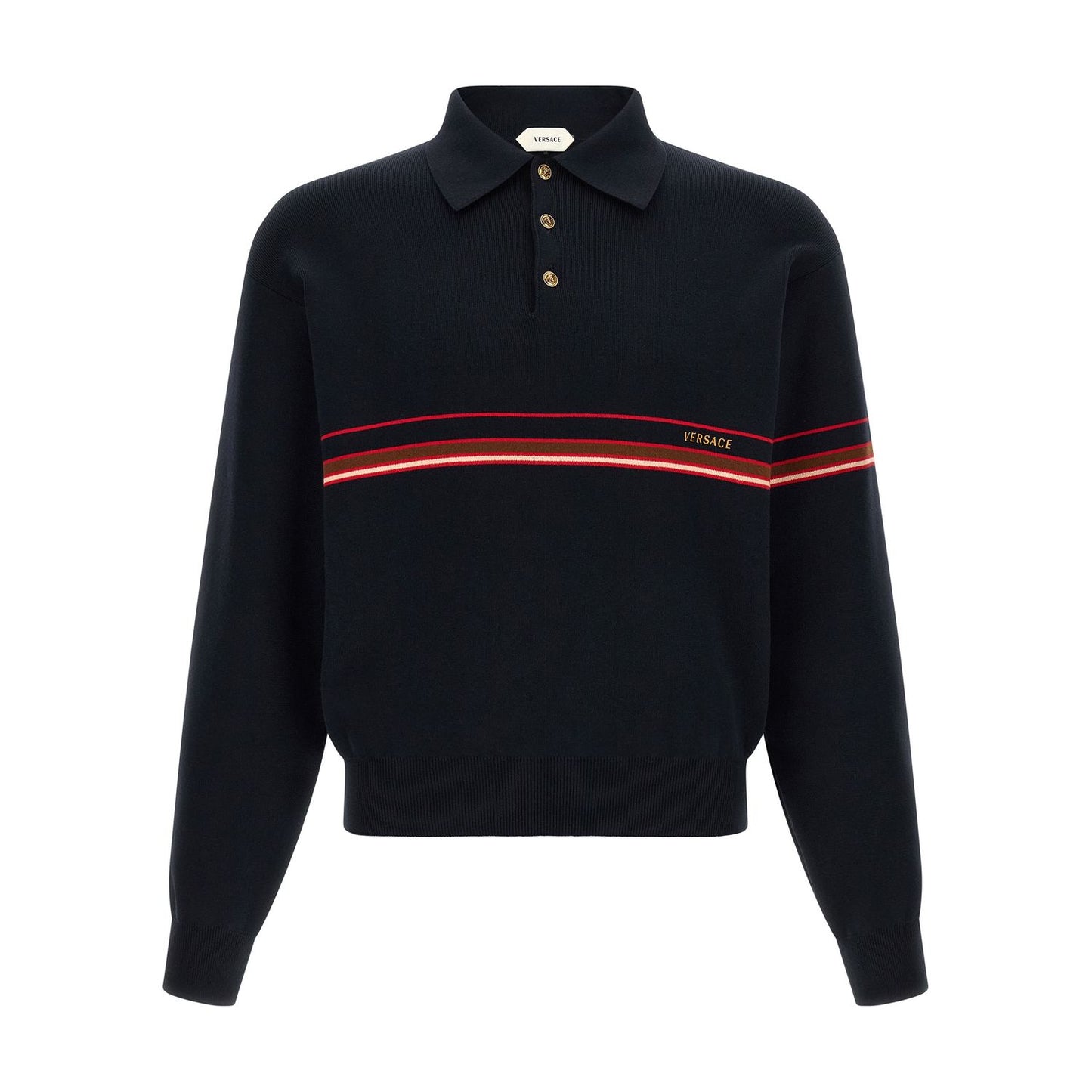 Versace Blue Cotton Polo Shirt