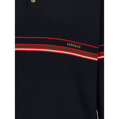 Versace Blue Cotton Polo Shirt