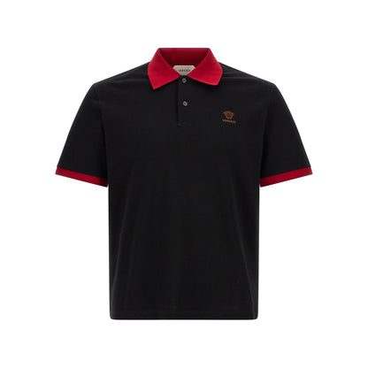 Versace Black Cotton Polo Shirt