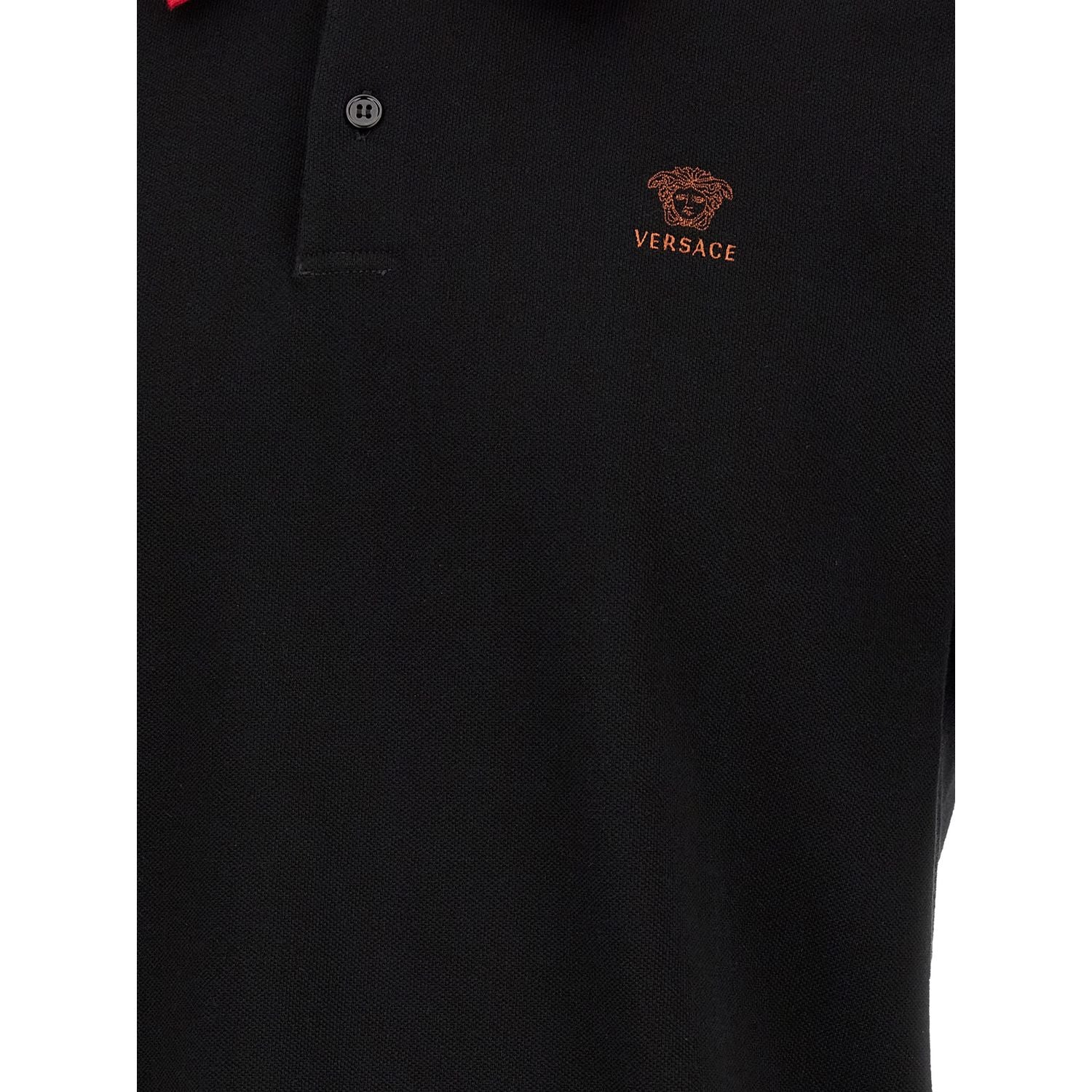 Versace Black Cotton Polo Shirt
