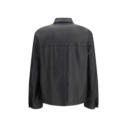 Prada Black Lamb Ovis Aries Aries Leather Jacket