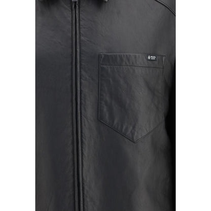 Prada Black Lamb Ovis Aries Aries Leather Jacket