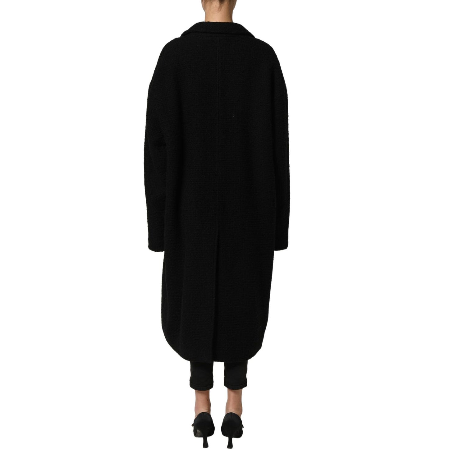 Dolce & Gabbana Black Double Breasted Men Trench Coat Jacket