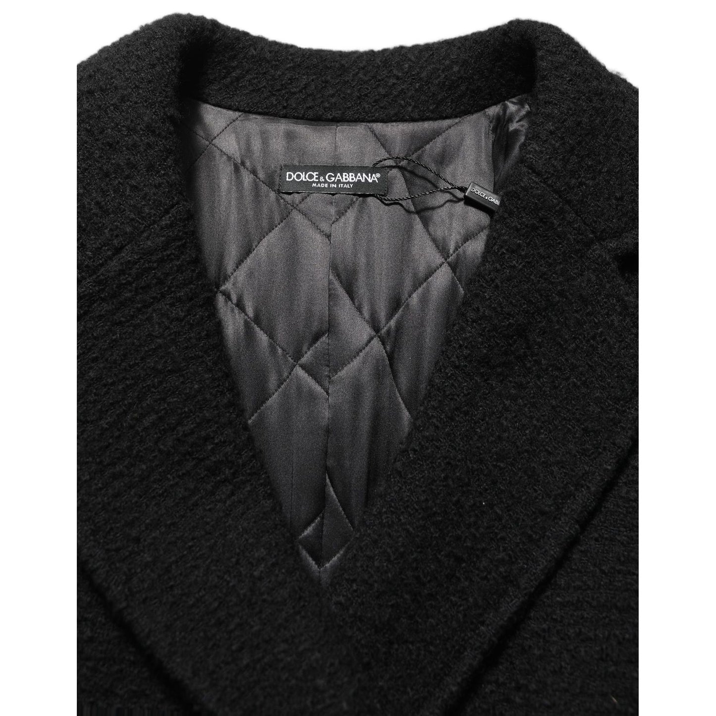 Dolce & Gabbana Black Double Breasted Men Trench Coat Jacket