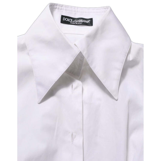 Dolce & Gabbana White Collared Long Sleeves Dress Shirt Top