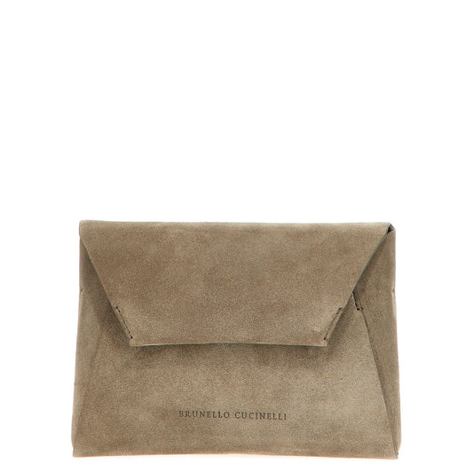 Brunello Cucinelli Gray Calfskin Clutch Bag