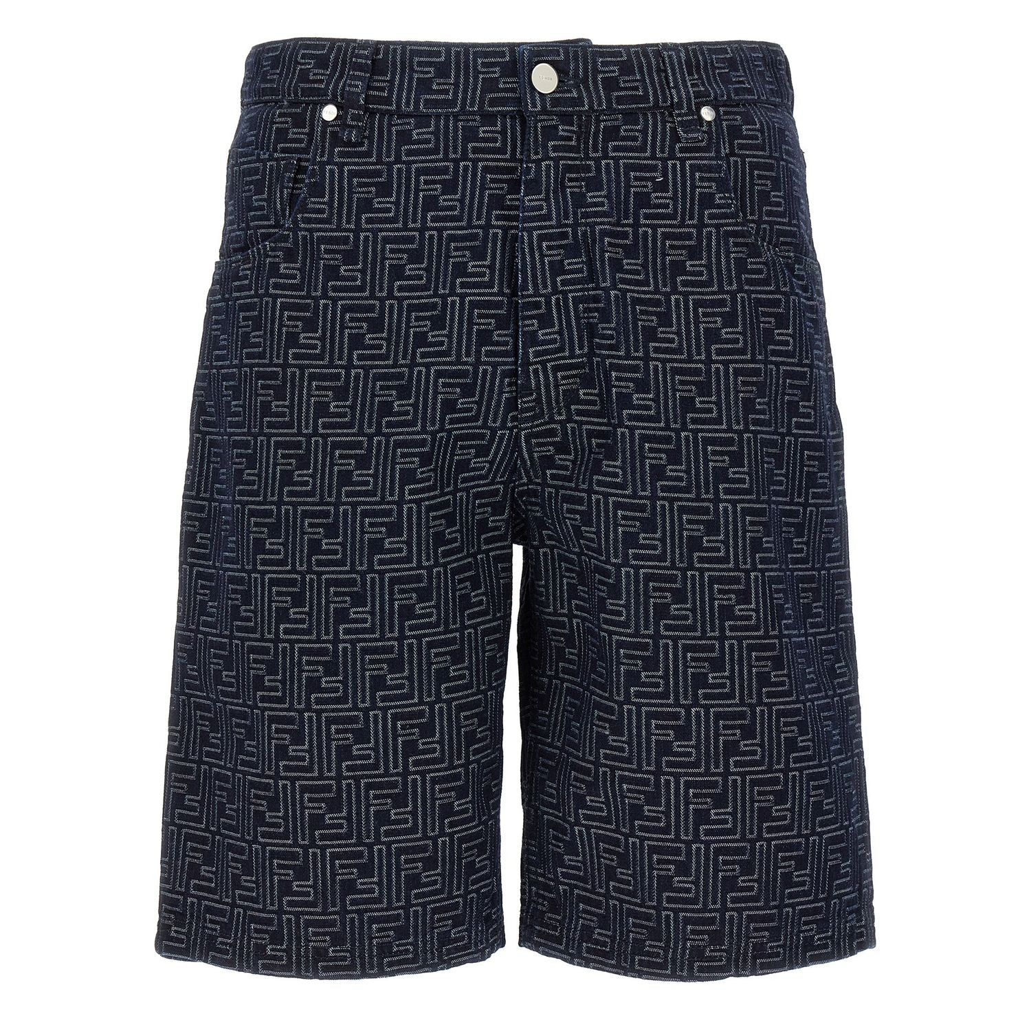 Fendi Blue Cotton Bermuda Shorts