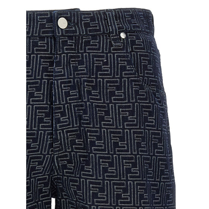 Fendi Blue Cotton Bermuda Shorts