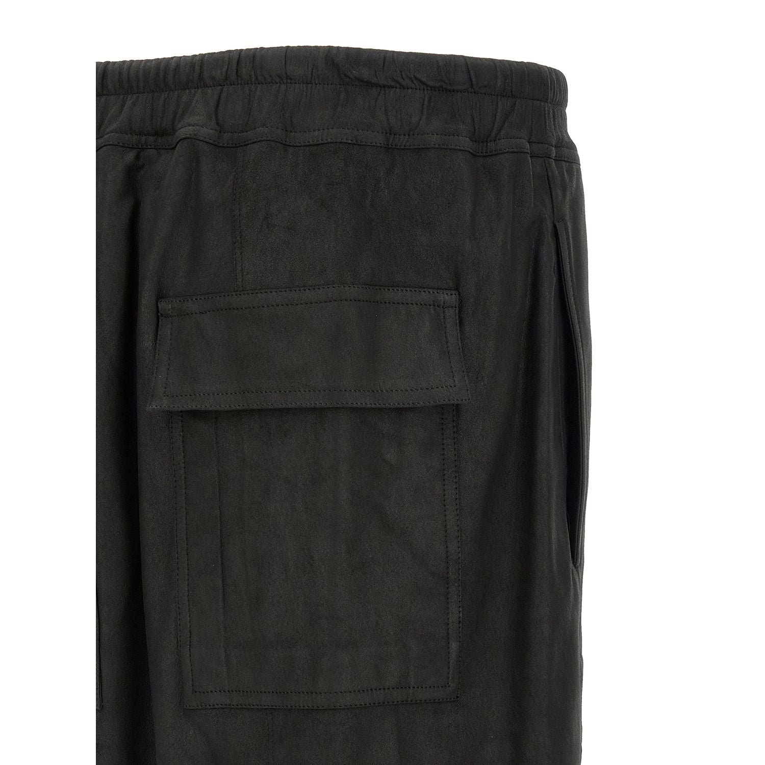 Rick Owens Black Lamb Leather Bermuda Shorts