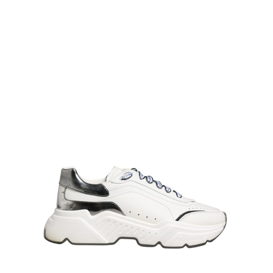 Dolce & Gabbana White Silver Daymaster Low Top Men Sneakers Shoes