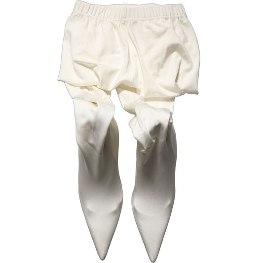 Dolce & Gabbana White High Heels Pumps Jersey Tights Shoes