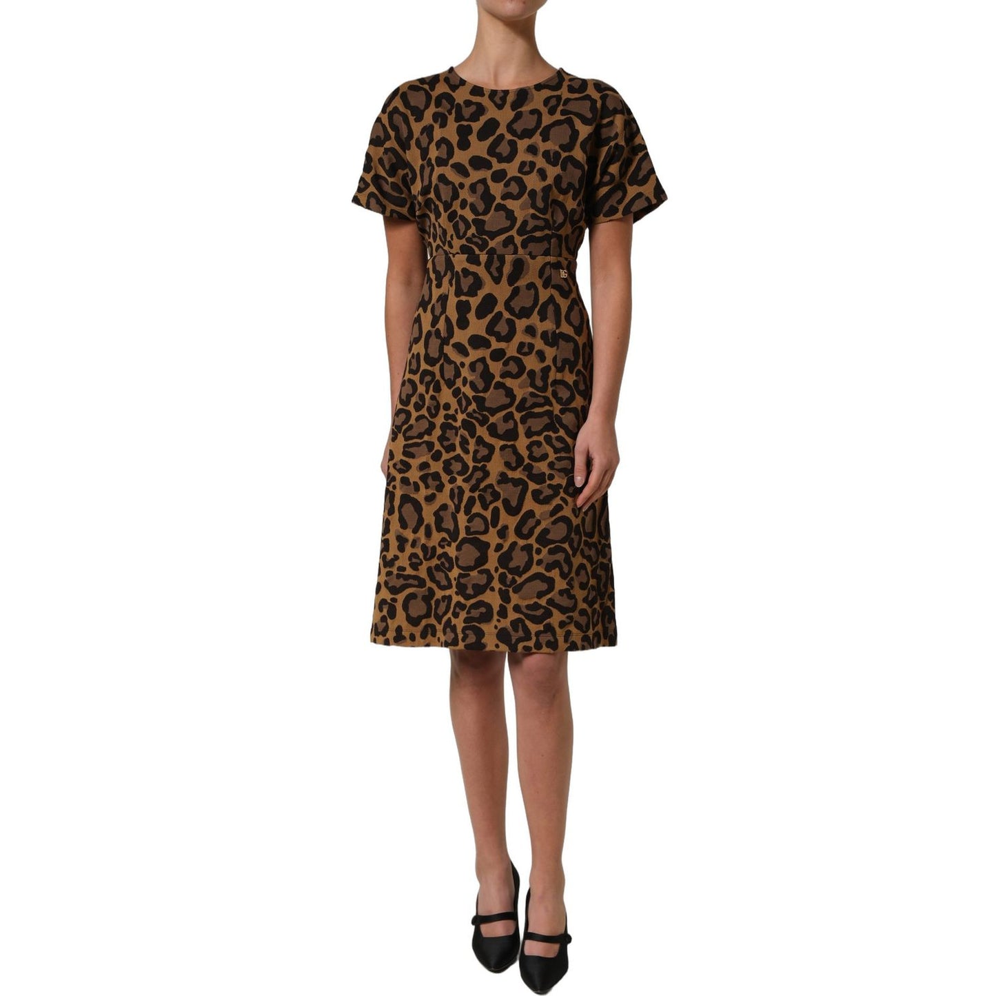 Dolce & Gabbana Brown LeopardPrint Flared A-line Mini Dress