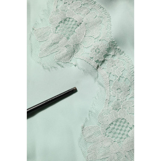 Dolce & Gabbana Mint Green Silk Lace Trim Abaya Maxi Dress