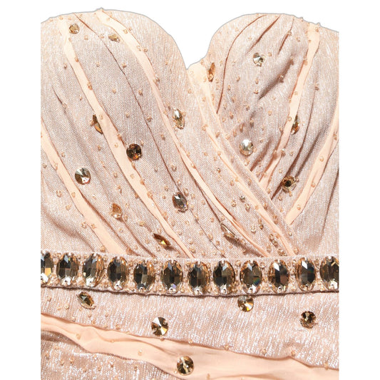 Dolce & Gabbana Nude Embellished Strapless Evening Gown Dress
