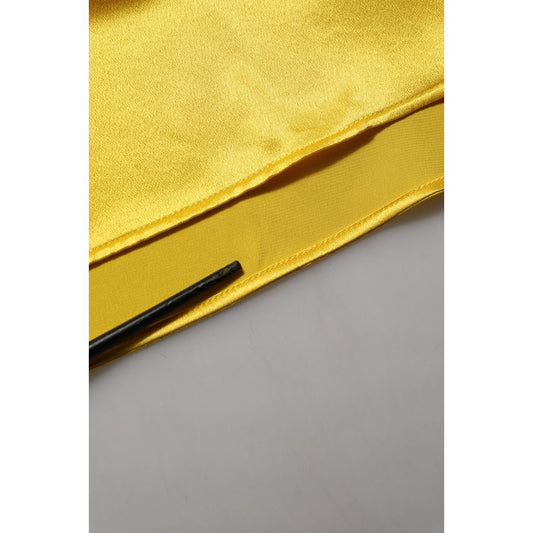 Dolce & Gabbana Yellow Silk Collared Button Down Maxi Dress