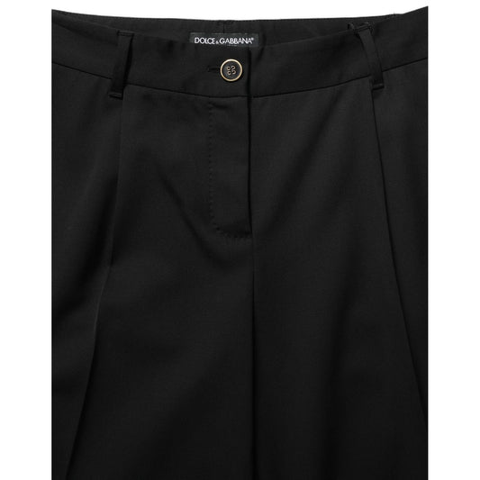 Dolce & Gabbana Black High Waist Straight Dress Trouser Pants