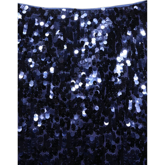 Dolce & Gabbana Blue Sequin High Waist PencilCut Midi Skirt