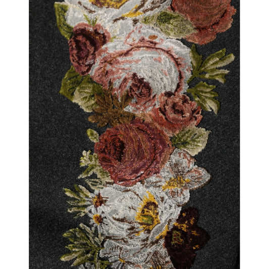 Dolce & Gabbana Black Floral Macramé High Waist A-line Skirt
