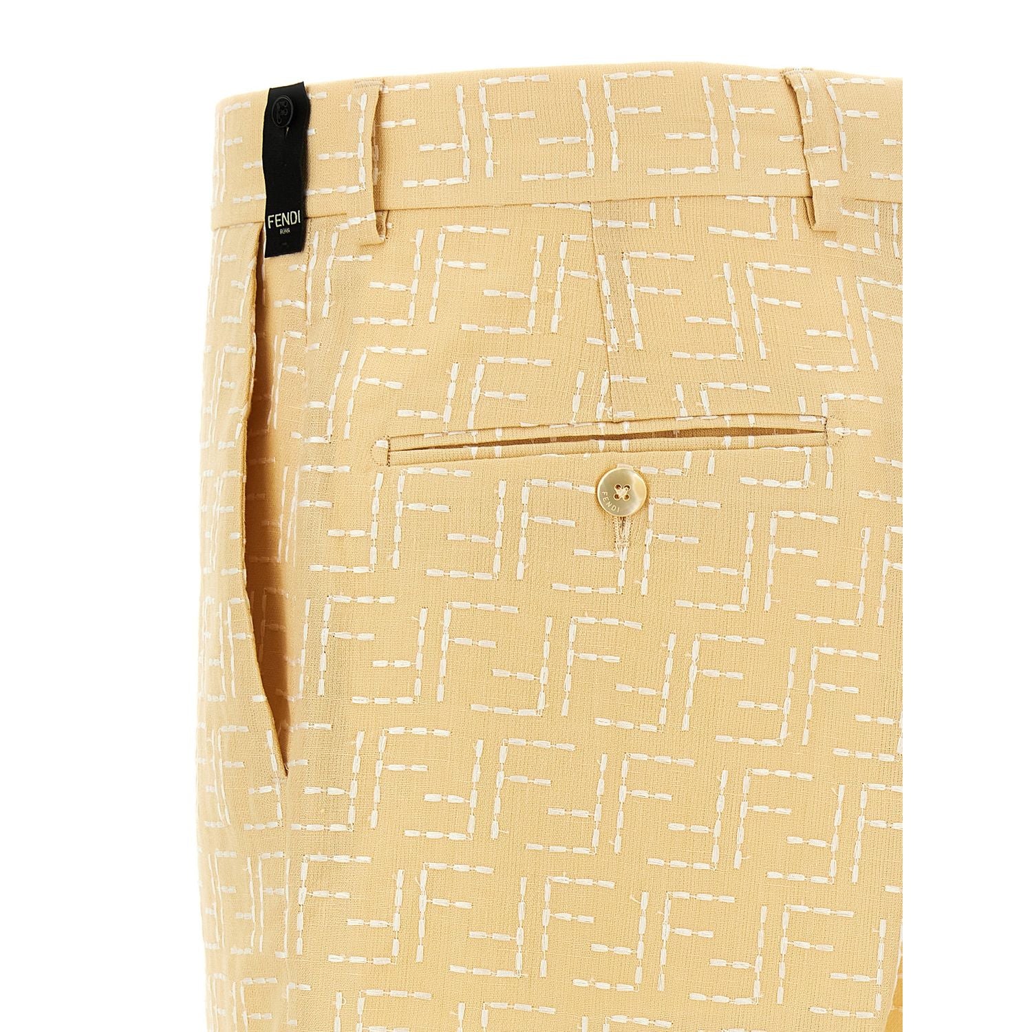 Fendi Bicolor Linen Bermuda Shorts