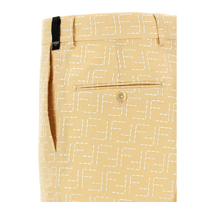 Fendi Bicolor Linen Bermuda Shorts