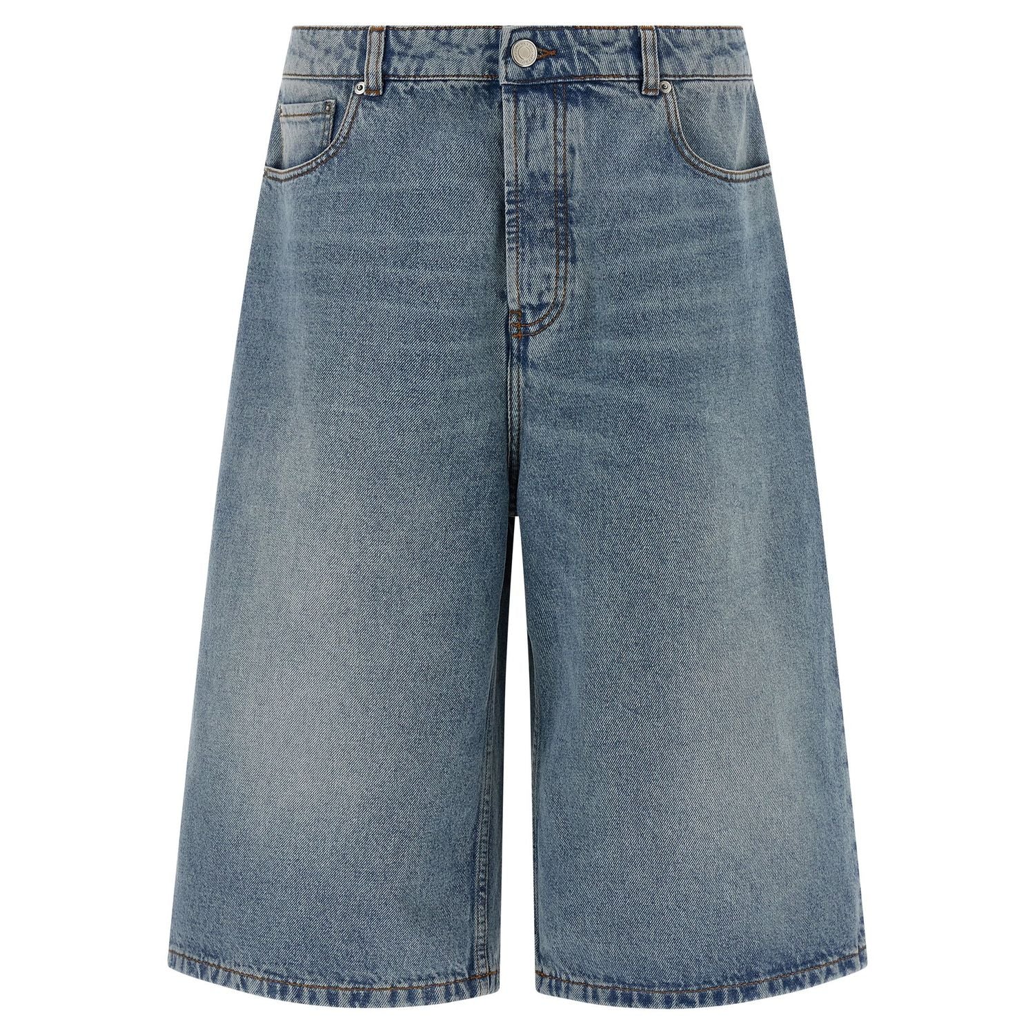 Ami Paris Blue Cotton Bermuda Shorts