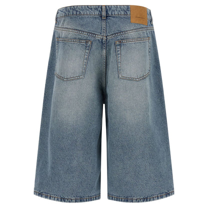 Ami Paris Blue Cotton Bermuda Shorts