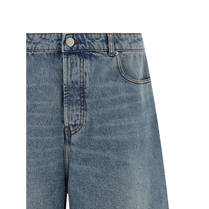Ami Paris Blue Cotton Bermuda Shorts