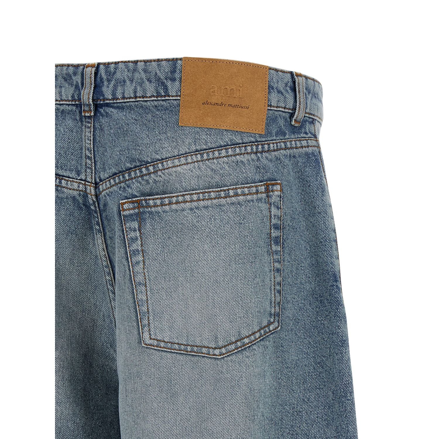 Ami Paris Blue Cotton Bermuda Shorts