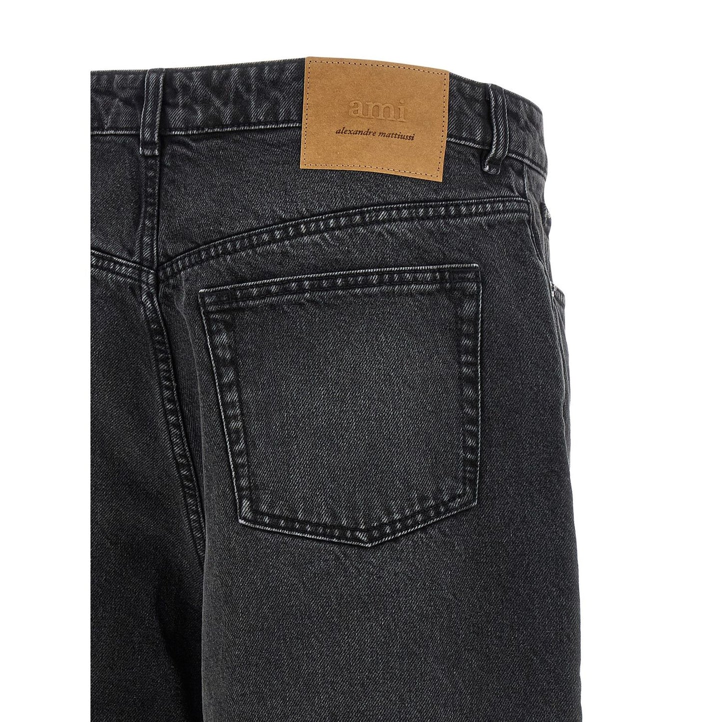 Ami Paris Black Cotton Bermuda Shorts