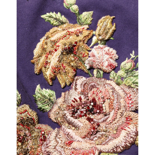 Dolce & Gabbana Purple Floral Embellsihed MidWaist Mini Skirt