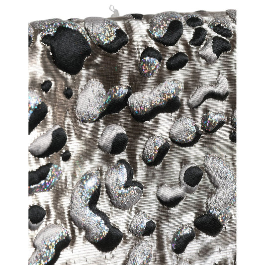 Dolce & Gabbana Silver Leopard Jacquard Mid Waist Mini Skirt