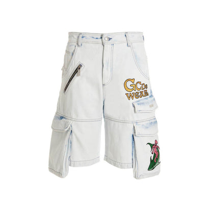GCDS Blue Cotton Bermuda Shorts