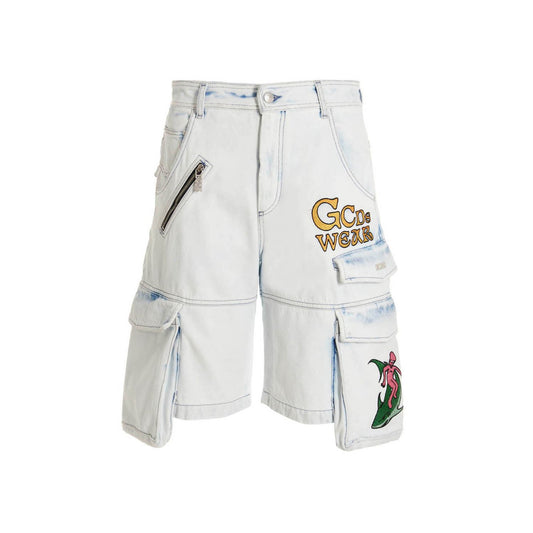 GCDS Blue Cotton Bermuda Shorts