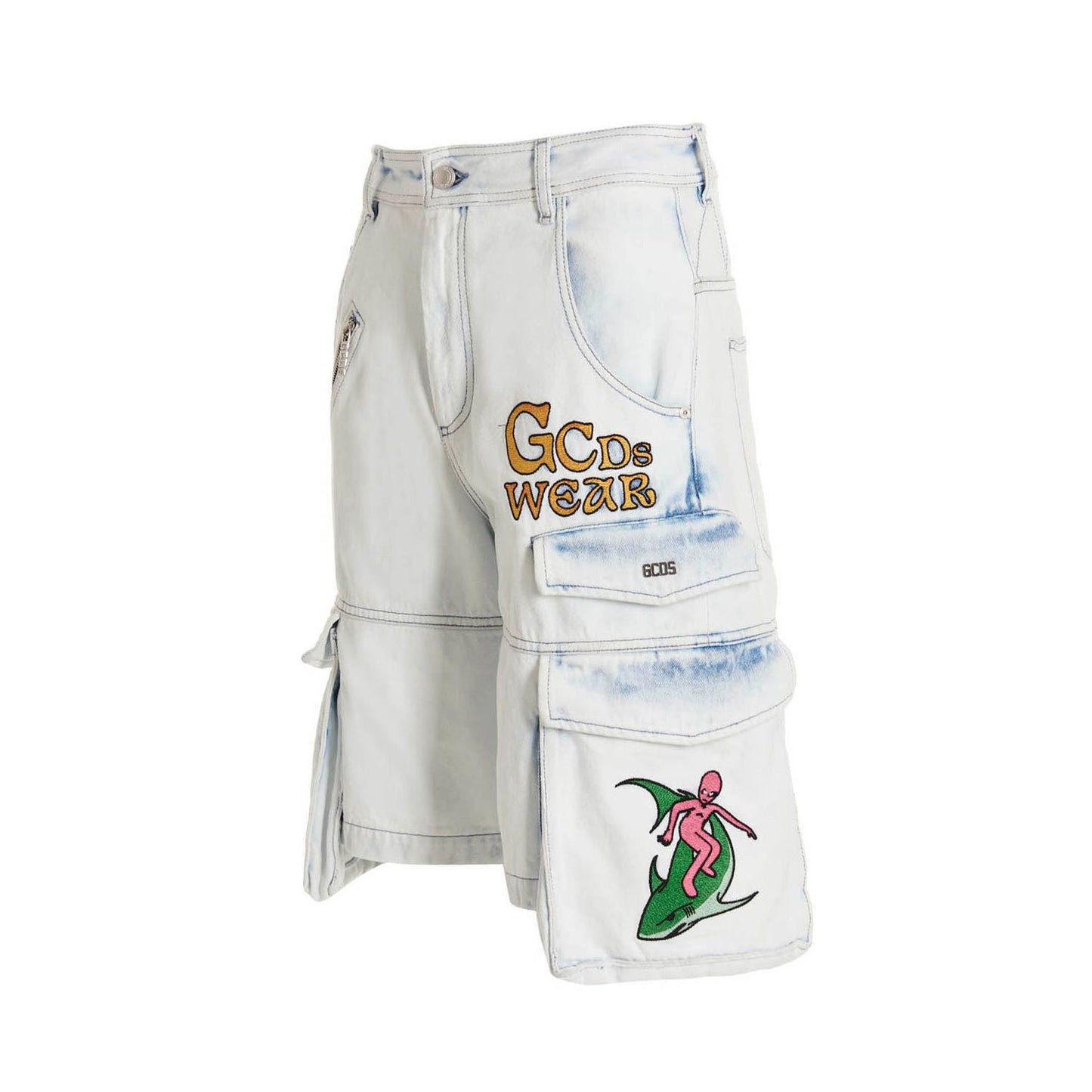 GCDS Blue Cotton Bermuda Shorts