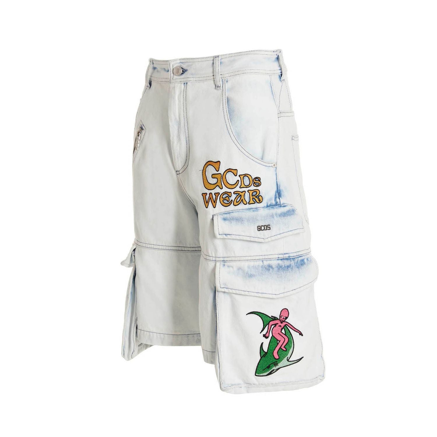 GCDS Blue Cotton Bermuda Shorts