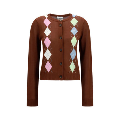 Ganni Brown Cotton Cardigan