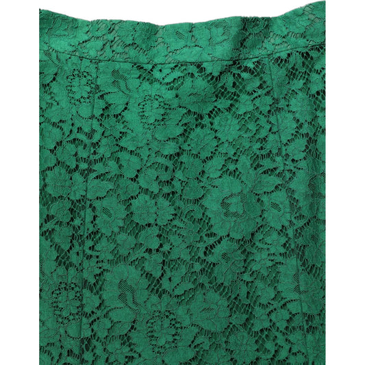 Dolce & Gabbana Green Lace High Waist Mermaid Midi Skirt