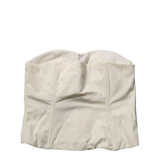 Elisabetta Franchi Off White Strapless Sweetheart Neck Top