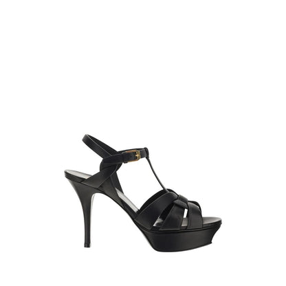 Saint Laurent Black Calf Leather Bos Taurus Platform Sandals