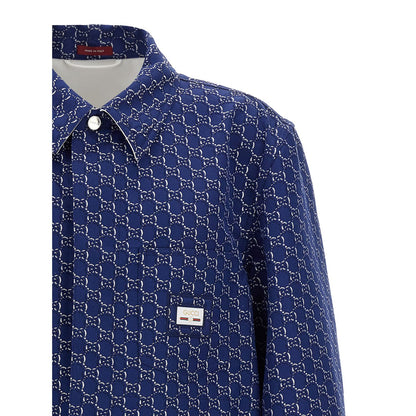 Gucci Blue Cotton Biker Jacket