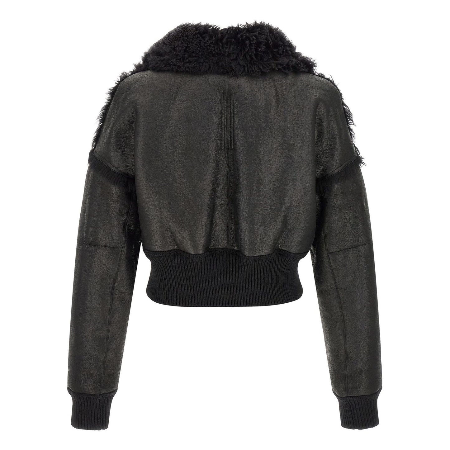 Rick Owens Black Lamb Fur Leather Jacket