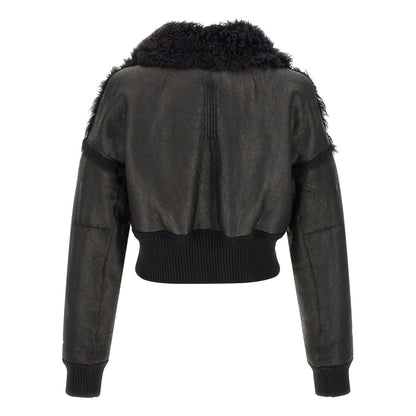 Rick Owens Black Lamb Fur Leather Jacket